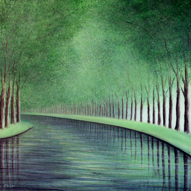 Schilderij getiteld "Canal du Midi, Fran…" door Kirstin Mccoy, Origineel Kunstwerk, Olie