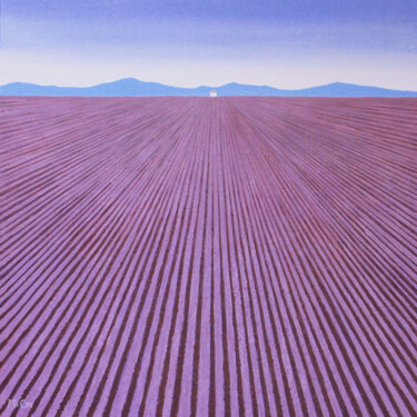 Painting titled "Lavender Field 1" by Kirstin Mccoy, Original Artwork, Oil