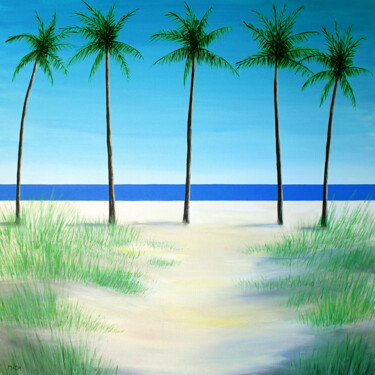 Painting titled "Beach Path" by Kirstin Mccoy, Original Artwork, Oil