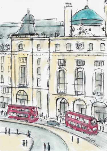 Drawing titled "Regent Street London" by Kirstin Mccoy, Original Artwork, Acrylic