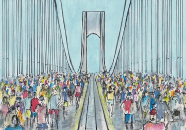 Drawing titled "New York City Marat…" by Kirstin Mccoy, Original Artwork, Acrylic
