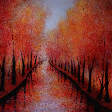 Painting titled "Autumn Colours" by Kirstin Mccoy, Original Artwork, Oil Mounted on artwork_cat.