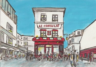 Drawing titled "Le Consulat Cafe, M…" by Kirstin Mccoy, Original Artwork, Acrylic