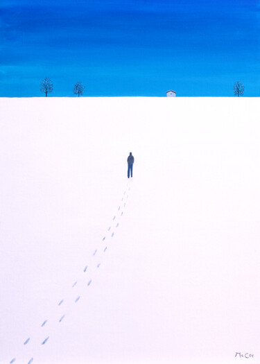 Peinture intitulée "The First Snow" par Kirstin Mccoy, Œuvre d'art originale, Huile Monté sur Châssis en bois