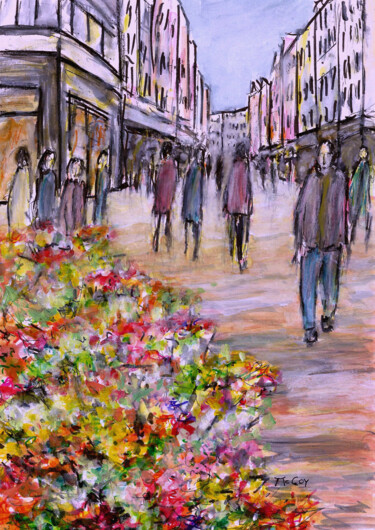 Desenho intitulada "Flower Market Graft…" por Kirstin Mccoy, Obras de arte originais, Acrílico