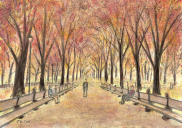 Drawing titled "An Autumn Afternoon…" by Kirstin Mccoy, Original Artwork, Acrylic
