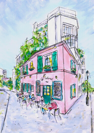 Drawing titled "La Maison Rose, Mon…" by Kirstin Mccoy, Original Artwork, Acrylic