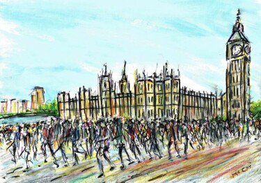 Tekening getiteld "London Marathon" door Kirstin Mccoy, Origineel Kunstwerk, Acryl