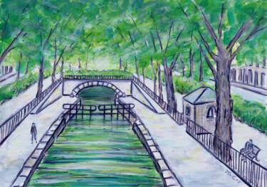 Tekening getiteld "Canal Saint-Martin,…" door Kirstin Mccoy, Origineel Kunstwerk, Acryl