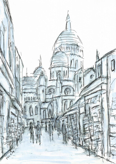 Dibujo titulada "Montmartre, Paris C…" por Kirstin Mccoy, Obra de arte original, Acrílico