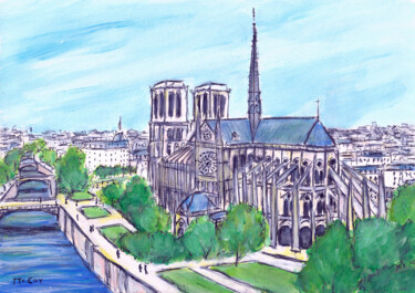 Drawing titled "Notre Dame de Paris…" by Kirstin Mccoy, Original Artwork, Acrylic