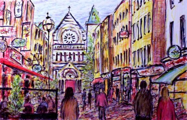 Drawing titled "Dublin City, Ireland" by Kirstin Mccoy, Original Artwork, Acrylic