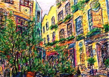 Drawing titled "Neal's Yard London" by Kirstin Mccoy, Original Artwork, Acrylic