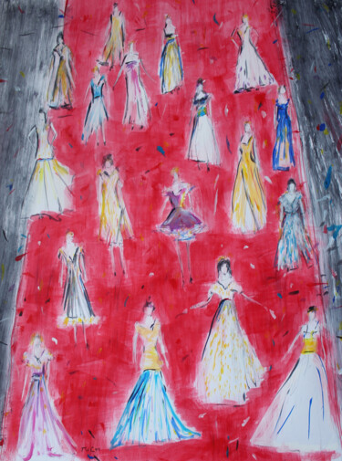Рисунок под названием "Met Gala, Red Carpe…" - Kirstin Mccoy, Подлинное произведение искусства, Акрил
