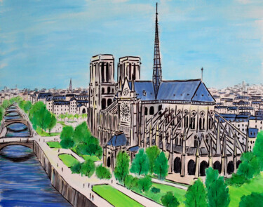 Desenho intitulada "Notre Dame de Paris…" por Kirstin Mccoy, Obras de arte originais, Acrílico