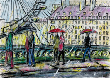 Desenho intitulada "Rain in London" por Kirstin Mccoy, Obras de arte originais, Acrílico