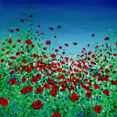 Pintura intitulada "Wild Flower Field" por Kirstin Mccoy, Obras de arte originais, Óleo Montado em Armação em madeira