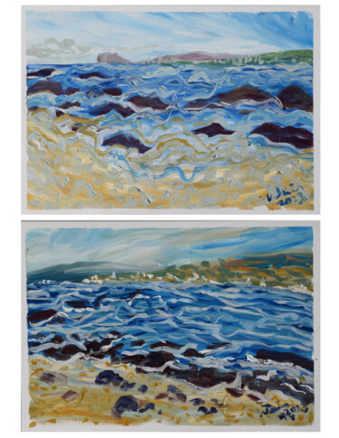 Картина под названием "SECLUDED BEACH - SE…" - Kirsty Wain, Подлинное произведение искусства, Масло