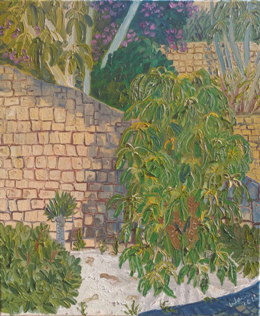 Malerei mit dem Titel "Terrace gardens at…" von Kirsty Wain, Original-Kunstwerk, Öl Auf Keilrahmen aus Holz montiert