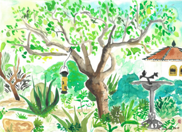 Pintura titulada "Lemon tree at Villa…" por Kirsty Wain, Obra de arte original, Acuarela