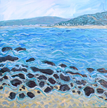 Painting titled "Playa Sardina looki…" by Kirsty Wain, Original Artwork, Oil