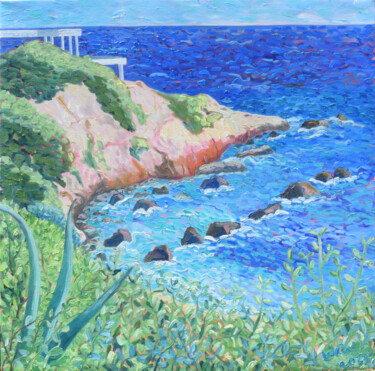 Pittura intitolato "Bahía Rocosa en Pla…" da Kirsty Wain, Opera d'arte originale, Olio