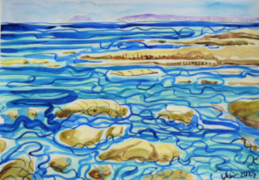 Pintura intitulada "Gibraltar Vista" por Kirsty Wain, Obras de arte originais, Aquarela