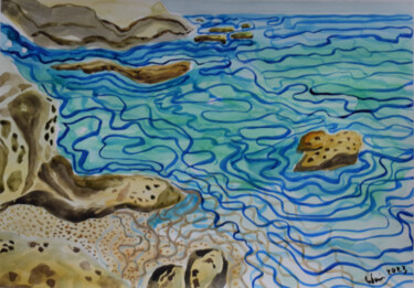 Pintura intitulada "SEA VISTA AT MANILV…" por Kirsty Wain, Obras de arte originais, Aquarela