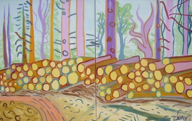 Malerei mit dem Titel "Logging in the Malv…" von Kirsty Wain, Original-Kunstwerk, Öl