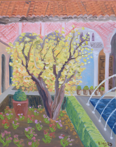 Painting titled "Alhambra Gardens" by Kirsty Wain, Original Artwork, Oil