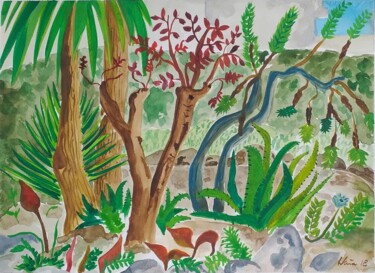 Pintura intitulada "The den at Villa Me…" por Kirsty Wain, Obras de arte originais, Aquarela