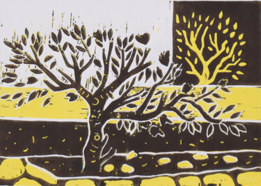 Gravures & estampes intitulée "Garden at Badia - A…" par Kirsty Wain, Œuvre d'art originale, Linogravures