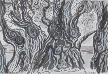 Painting titled "1700 year old Olive…" by Kirsty Wain, Original Artwork, Ink