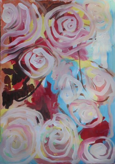 Peinture intitulée "Field of roses" par Kirsty Wain, Œuvre d'art originale, Acrylique