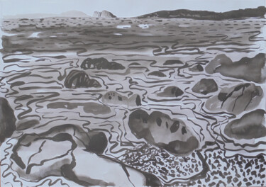 "Distant Gibraltar" başlıklı Tablo Kirsty Wain tarafından, Orijinal sanat, Mürekkep