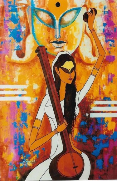 Painting titled "VITHAL NAAM" by Kirtiraj Mhatre Raj, Original Artwork, Acrylic