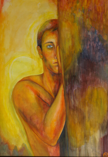 Malerei mit dem Titel ""Не ангел"" von Olesya Dudnik, Original-Kunstwerk, Aquarell
