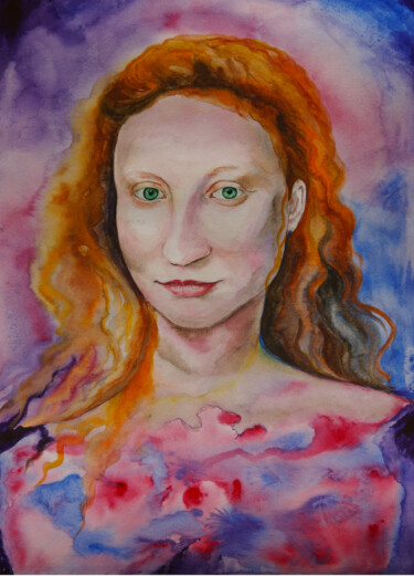 Картина под названием ""Автопортрет"" - Olesya Dudnik, Подлинное произведение искусства, Акварель