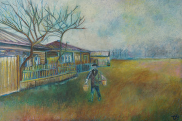 Painting titled ""Весна на Заречной…" by Olesya Dudnik, Original Artwork, Pastel