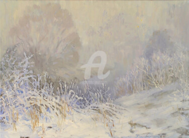 Schilderij getiteld "Winter Silence" door Helen Kishkurno, Origineel Kunstwerk, Olie