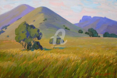 Painting titled "Foothills of Kokteb…" by Helen Kishkurno, Original Artwork, Oil