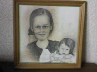 Картина под названием "Анна с ребенком" - Буш, Подлинное произведение искусства