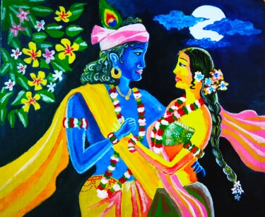 Peinture intitulée "The Divine Lover" par Kishore Bishoi, Œuvre d'art originale, Acrylique