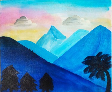 Painting titled "The Song of Mountain" by Kishore Bishoi, Original Artwork, Acrylic