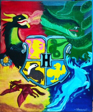 Malerei mit dem Titel "Hogwarts School" von Kishore Bishoi, Original-Kunstwerk, Acryl
