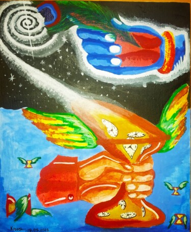 Painting titled "Space, Time & Matter" by Kishore Bishoi, Original Artwork, Acrylic