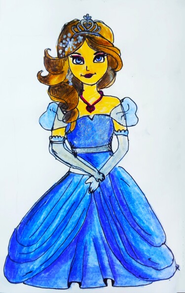 Dibujo titulada "Fairy Princess Bloo…" por Kishore Bishoi, Obra de arte original, Pastel