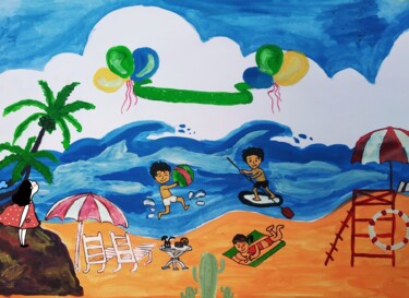 Painting titled "The Vacation" by Kishore Bishoi, Original Artwork, Watercolor