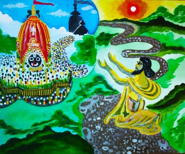 Schilderij getiteld "Bhakta Salabega" door Kishore Bishoi, Origineel Kunstwerk, Acryl