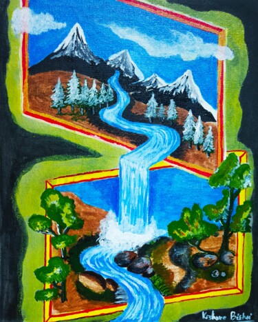 Peinture intitulée "My Dreamscape" par Kishore Bishoi, Œuvre d'art originale, Acrylique